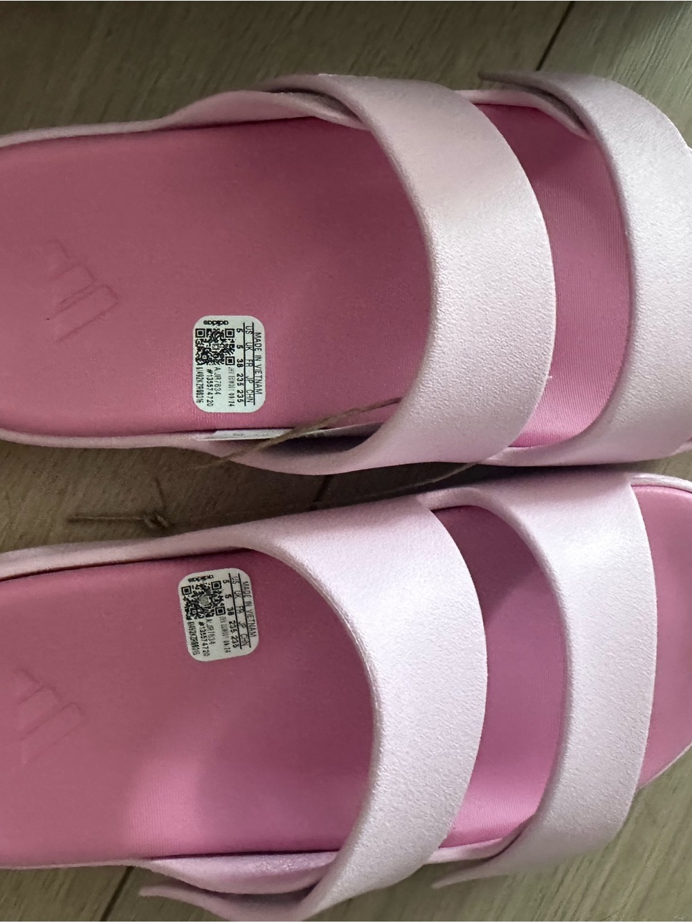 adidas Pink Double-Strap Slide Sandals